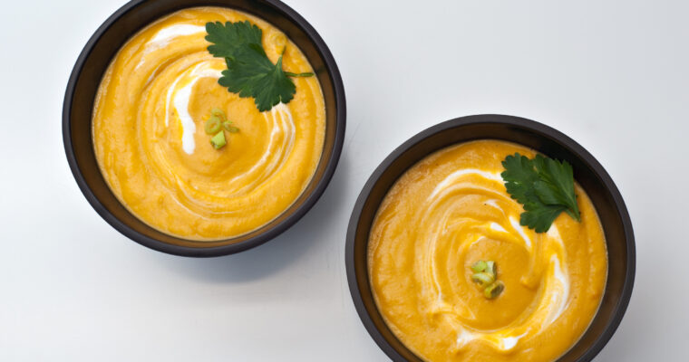 Roasted Sweet Potato, Carrot and Red Lentil soup recipe